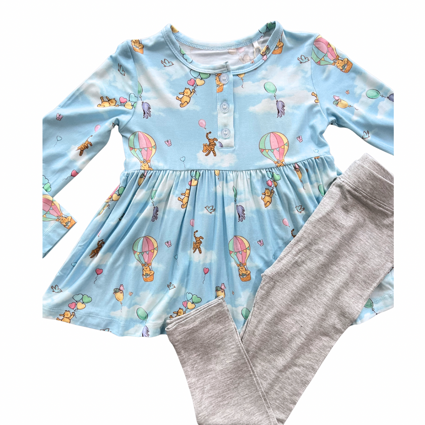 Breezy Bear Long Sleeve Peplum and Leggings Set