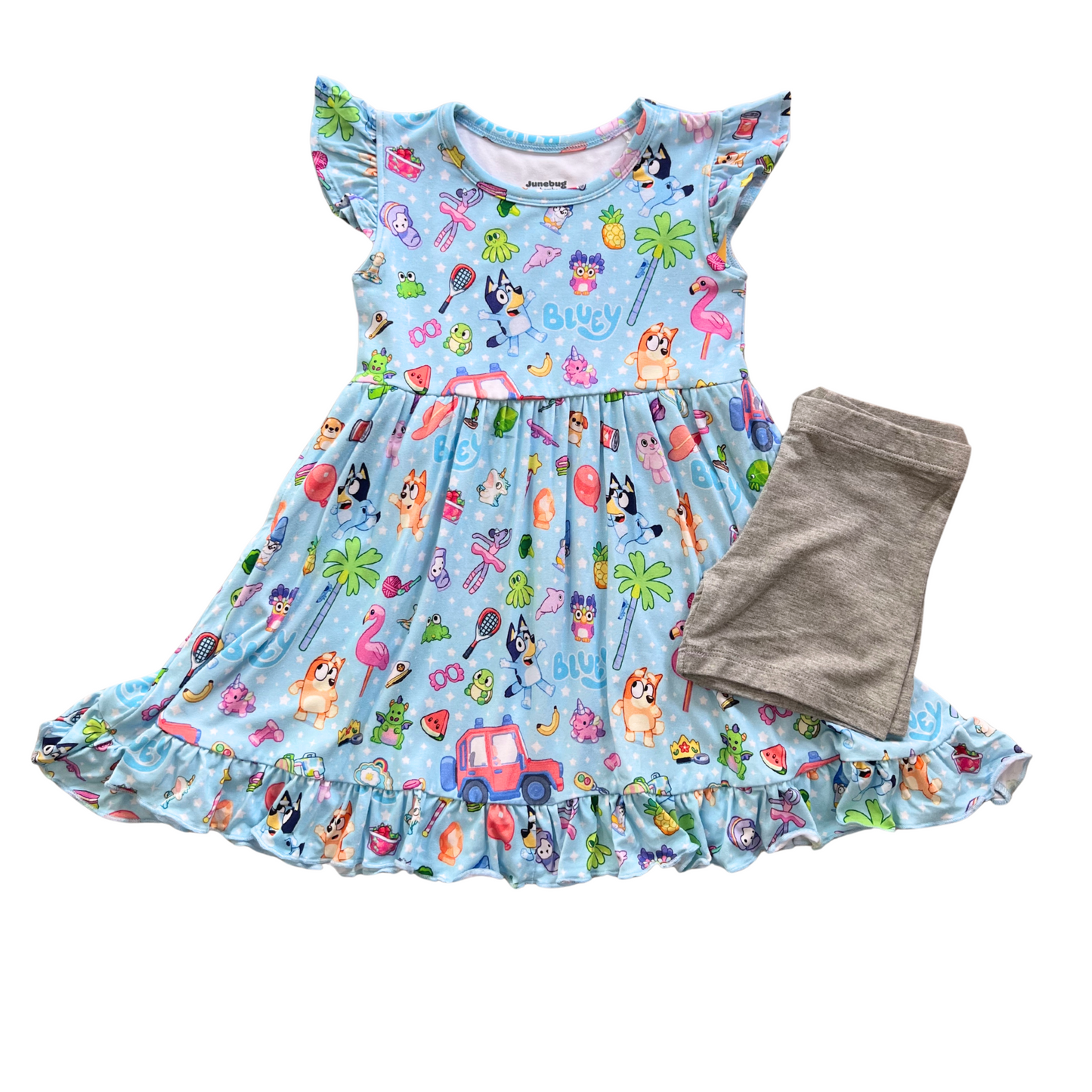 Tails & Trinkets Bamboo Short Sleeve Ruffle Twirl Dress