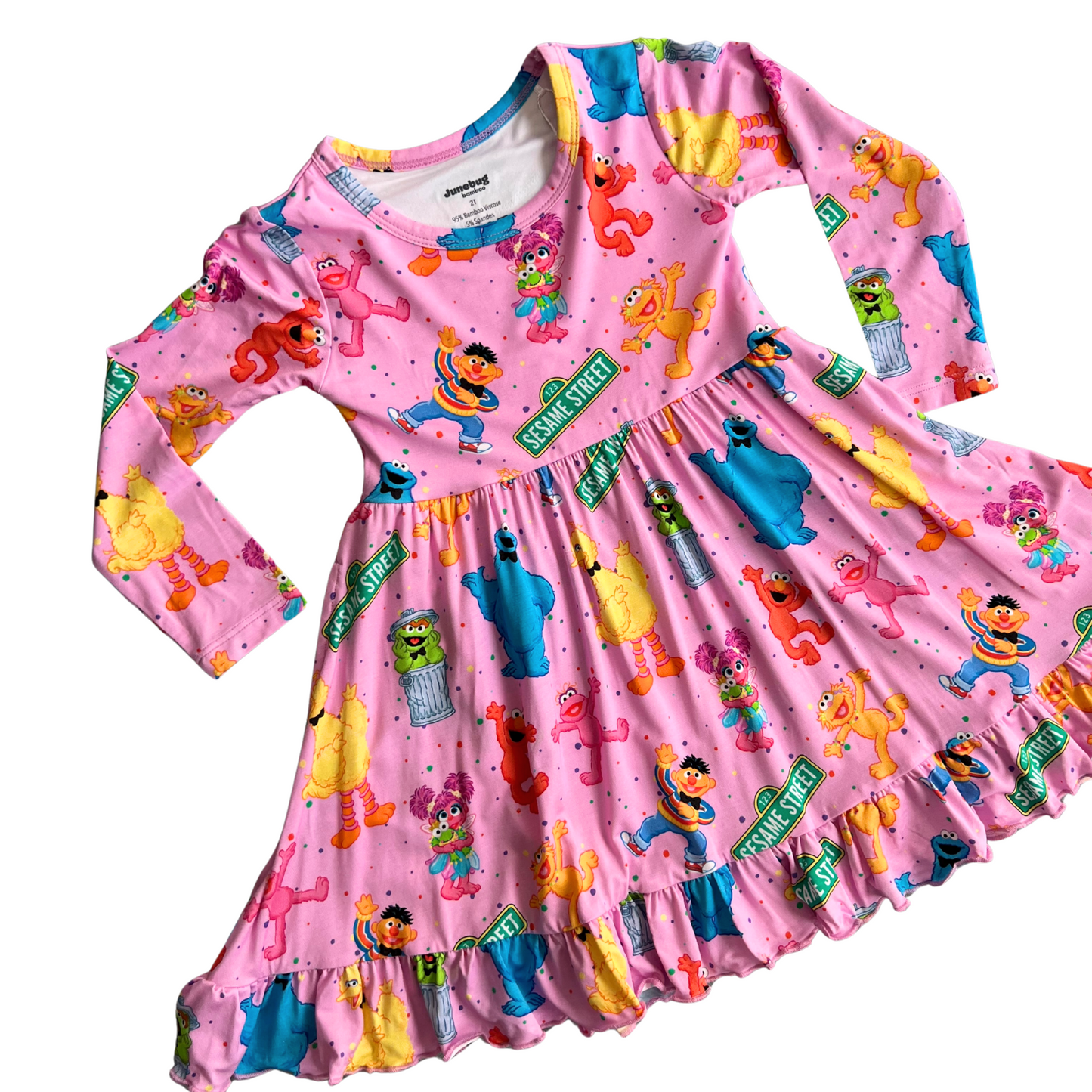 Street Jams Long Sleeve Ruffle Twirl Dress