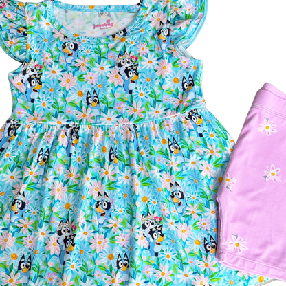 Daisy Blues Peplum & Shorts