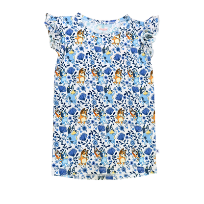Denim Daisies Bamboo Flutter T