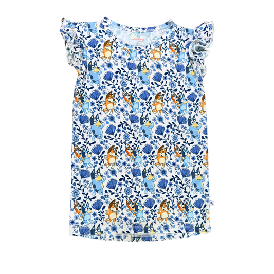 Denim Daisies Bamboo Flutter T