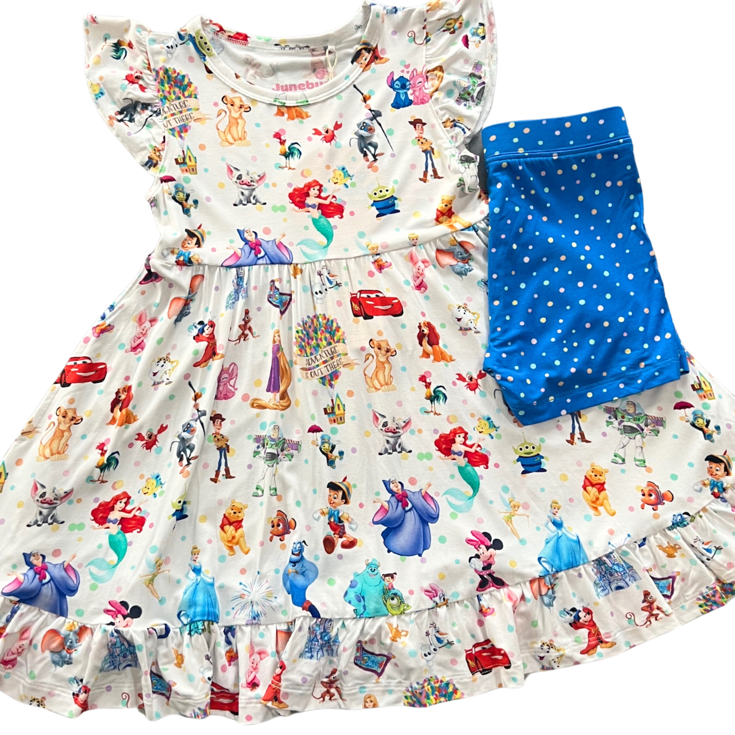 Magical Montage Short Sleeve Ruffle Twirl Dress