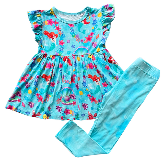 PREORDER Tidewater Teal Bamboo Peplum and Leggings