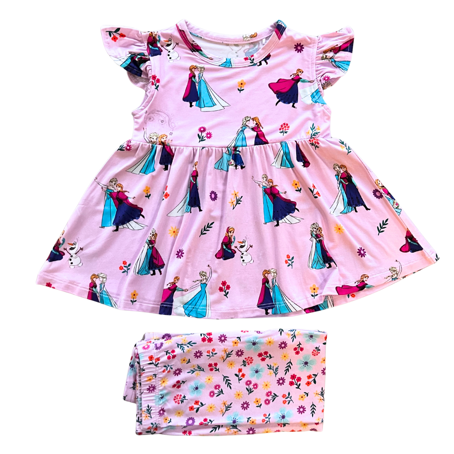 Blizzard Blossoms Short Sleeve Bamboo Peplum & Leggings