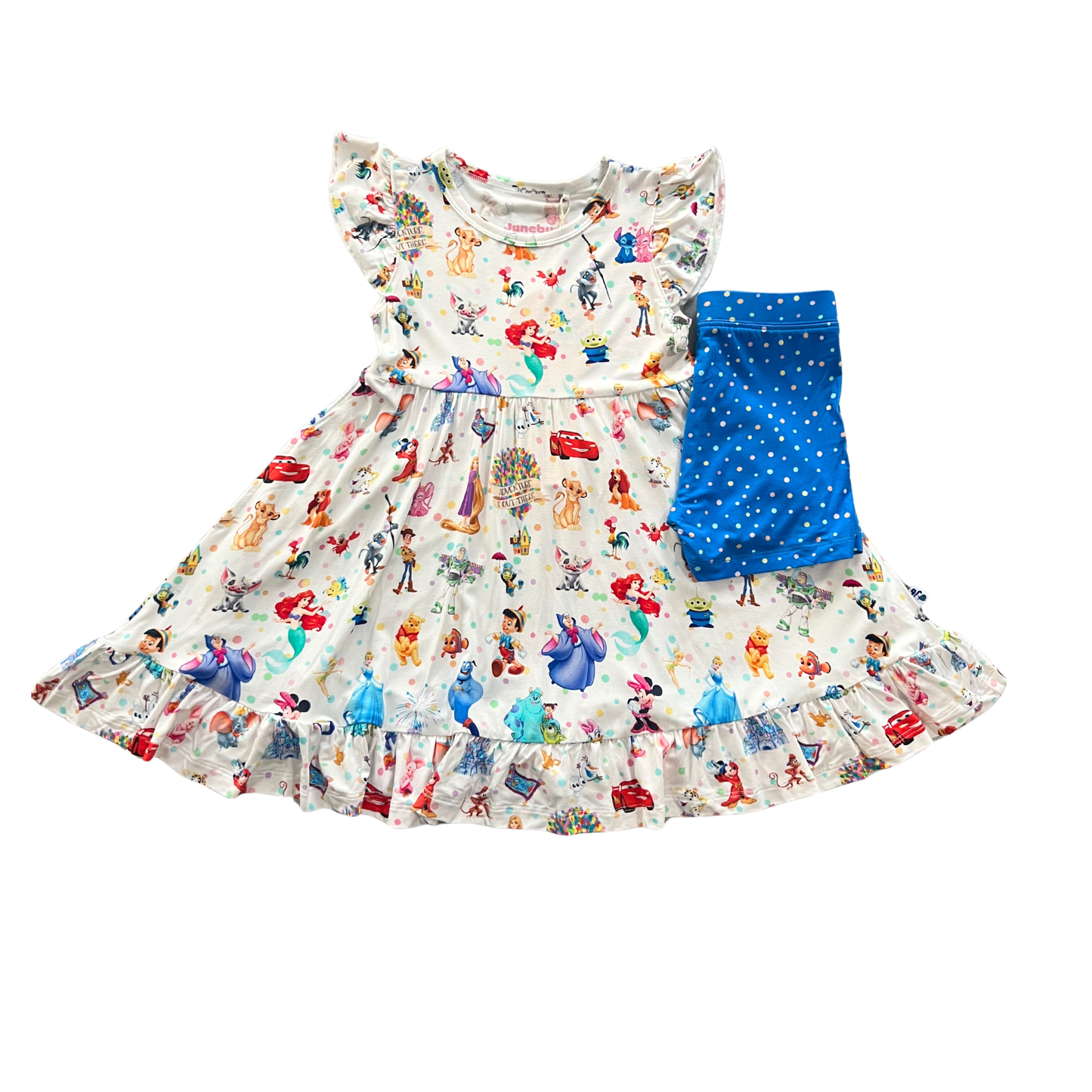 Magical Montage Short Sleeve Ruffle Twirl Dress