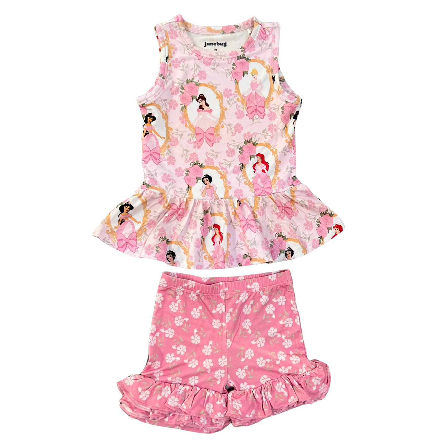 Framed in Fairytales Bamboo Peplum and Ruffle Shorts Set
