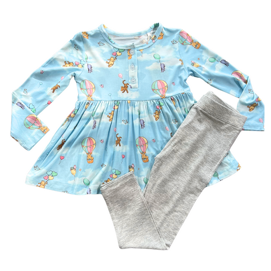Breezy Bear Long Sleeve Peplum and Leggings Set
