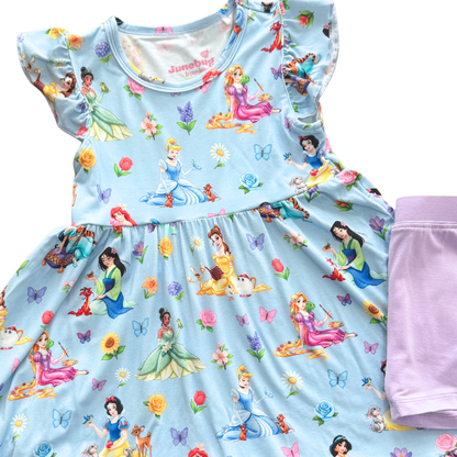 Blue Garden Princess Twirl and Shorts