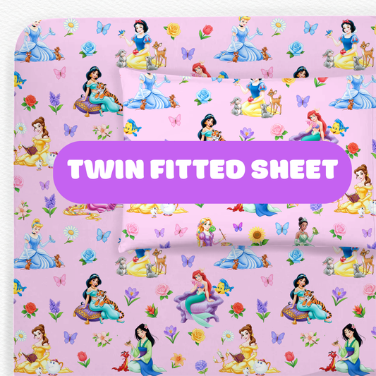 Pink Princess Garden Bamboo Twin Fitted Sheet