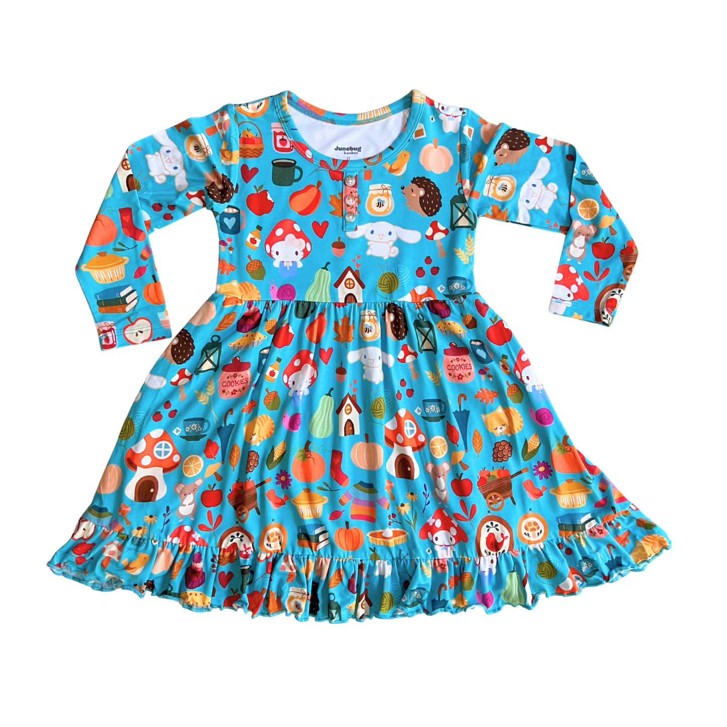 Hello Autumn Bamboo Long Sleeve Ruffle Twirl Dress