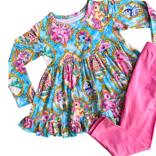 Pony Portraits Long Sleeve Ruffle Peplum and Leggings Set