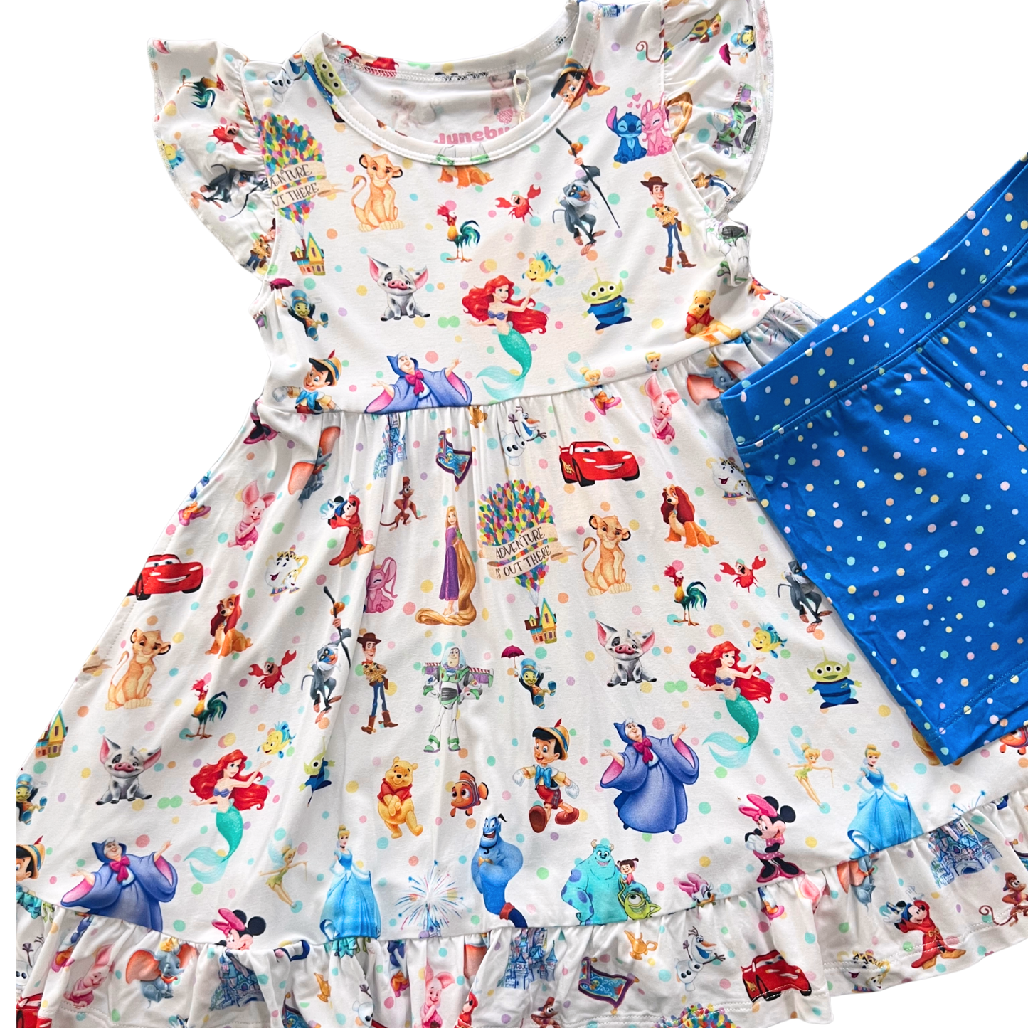 Magical Montage Short Sleeve Ruffle Twirl Dress