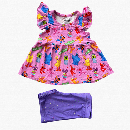 Street Jams Bamboo Peplum Shorts Set