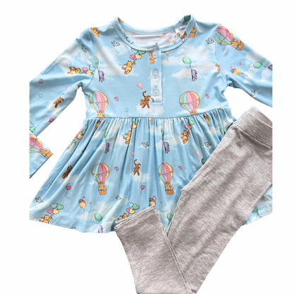Breezy Bear Long Sleeve Peplum and Leggings Set