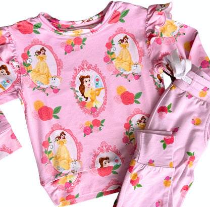 Rosy Reverie (Pink) Bamboo Ruffle Terry Set