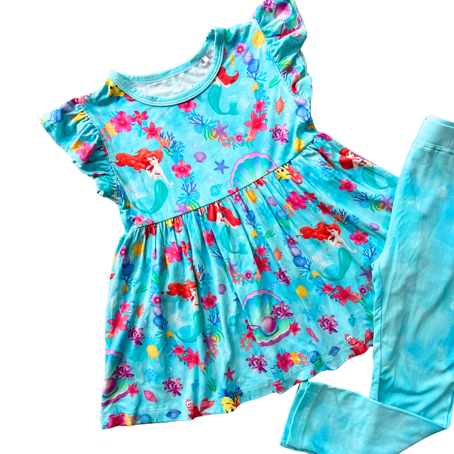 PREORDER Tidewater Teal Bamboo Peplum and Leggings