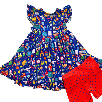 Sweet & Scholarly Ruffle Twirl Dress & Shorts