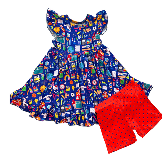Sweet & Scholarly Ruffle Twirl Dress & Shorts