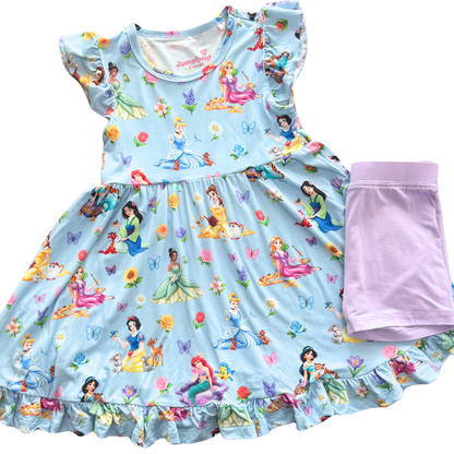 Blue Garden Princess Twirl and Shorts
