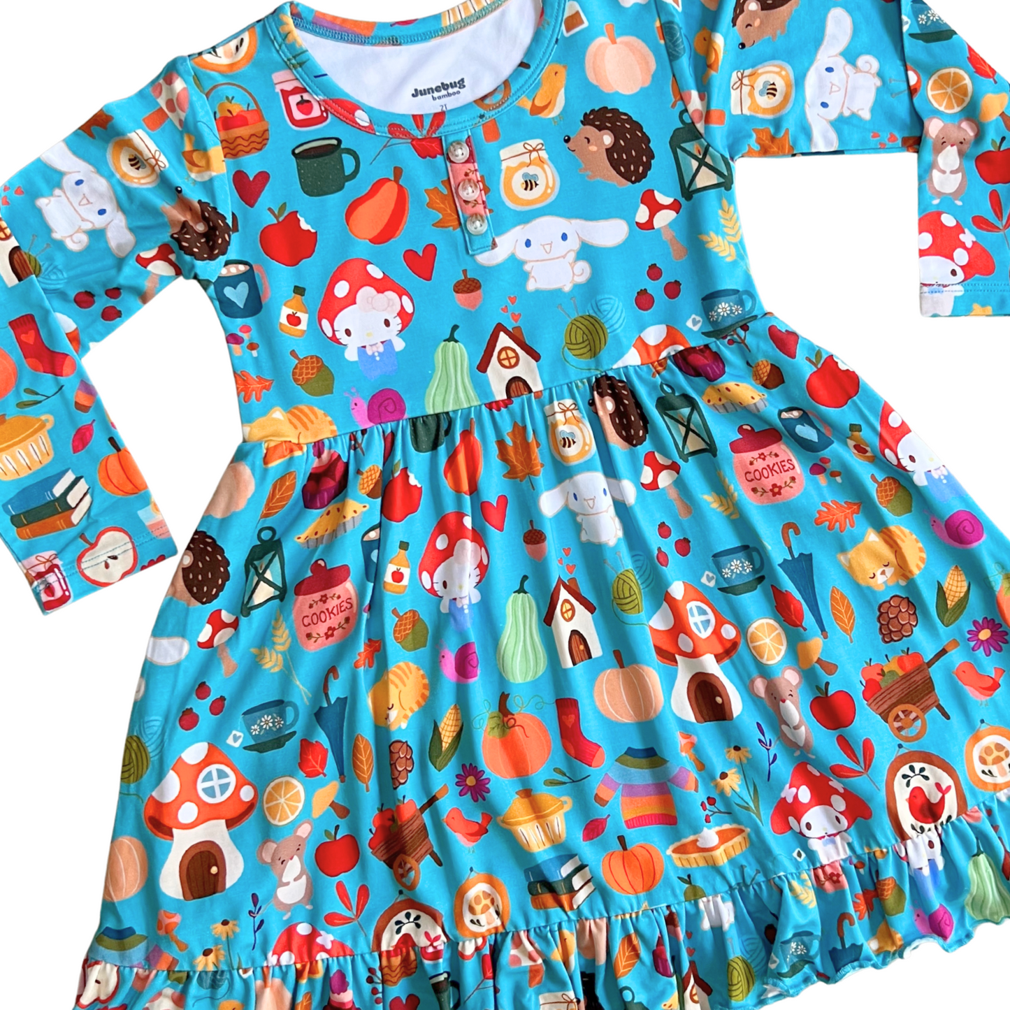 Hello Autumn Bamboo Long Sleeve Ruffle Twirl Dress