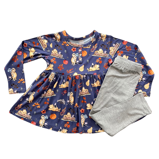 Hunny Harvest Long Sleeve Peplum and Leggings Set