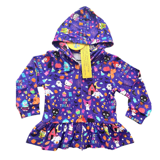PRESALE Midnight Meow Peplum Terry Zip Jacket