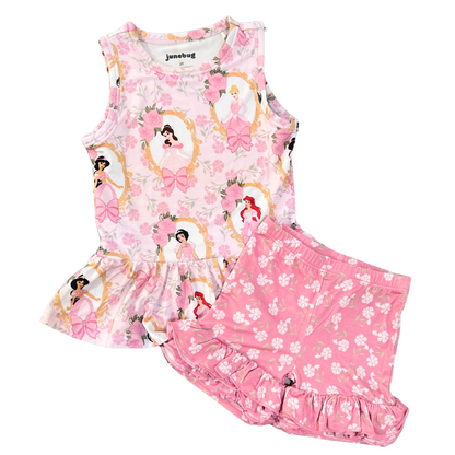 Framed in Fairytales Bamboo Peplum and Ruffle Shorts Set