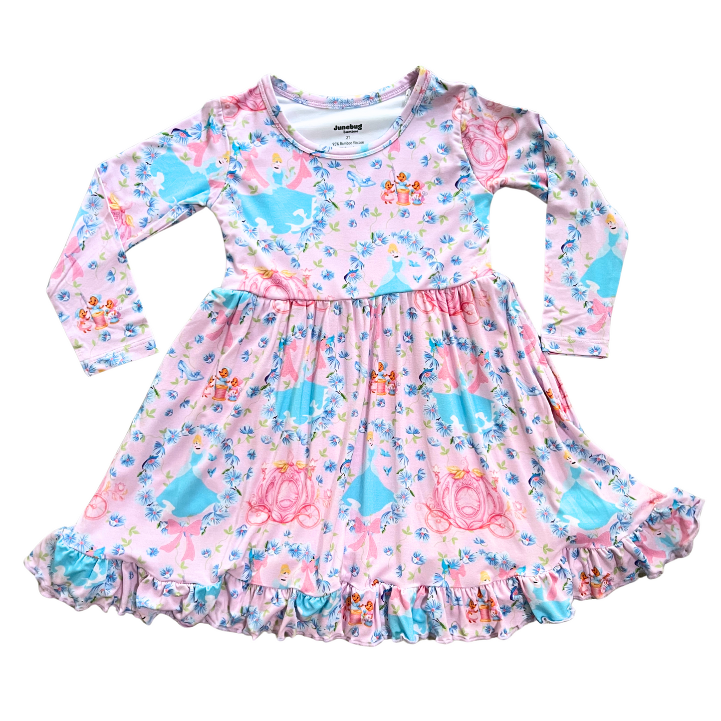 Ballroom Bliss Bamboo Long Sleeve Ruffle Twirl Dress