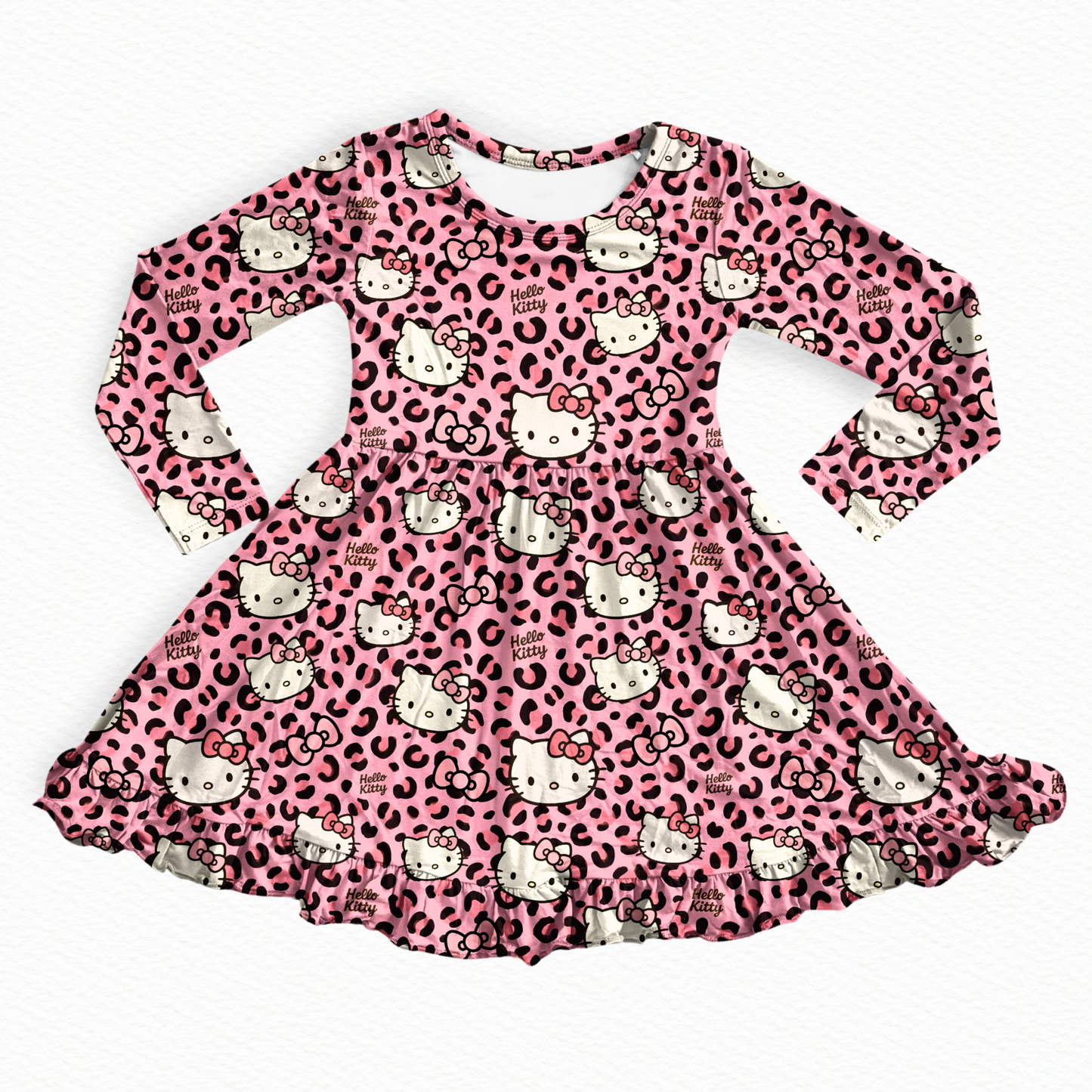 PREORDER Purrfect Pink Bamboo ruffle twirl dress