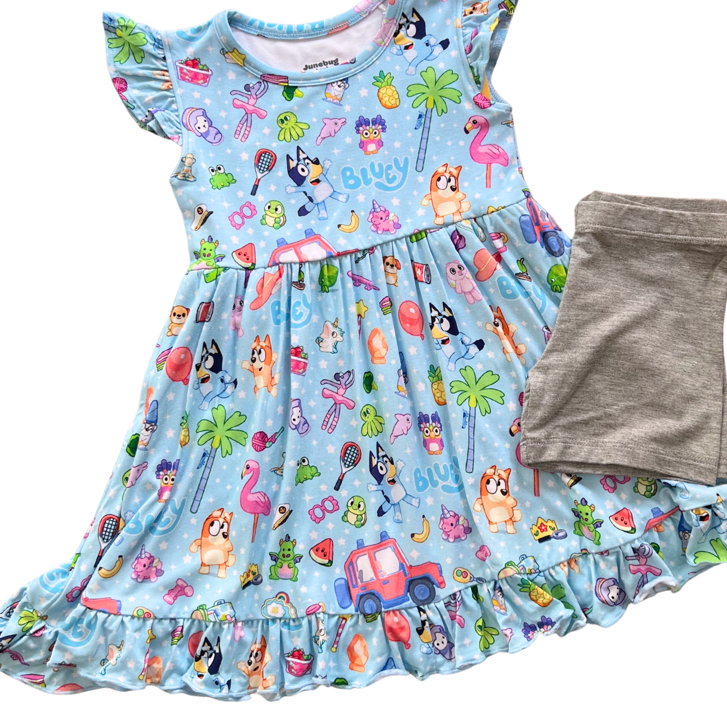 Tails & Trinkets Bamboo Short Sleeve Ruffle Twirl Dress