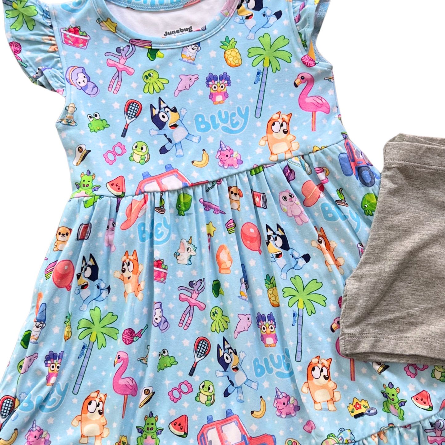 Tails & Trinkets Bamboo Short Sleeve Ruffle Twirl Dress