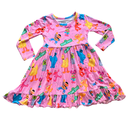 Street Jams Long Sleeve Ruffle Twirl Dress