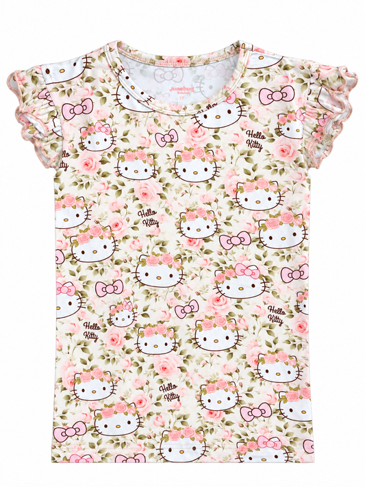 Blush Blossom Bamboo Flutter Sleeve T Shirt (Copy)