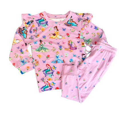 Pink Garden Princess Ruffle Terry Set