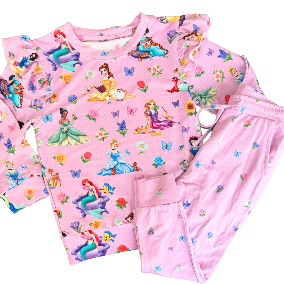 Pink Garden Princess Ruffle Terry Set