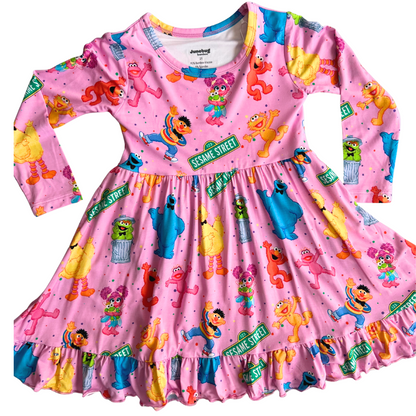 Street Jams Long Sleeve Ruffle Twirl Dress