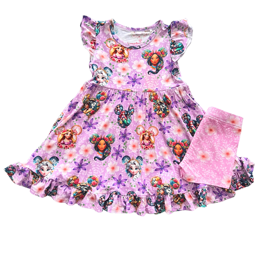 Majestic Mouse Bamboo Short Sleeve Ruffle Twirl Dress