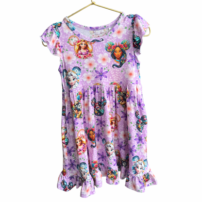 Majestic Mouse Bamboo Short Sleeve Ruffle Twirl Dress