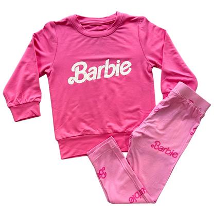 Pretty in Pink Bamboo Crewneck Top and Leggings Set