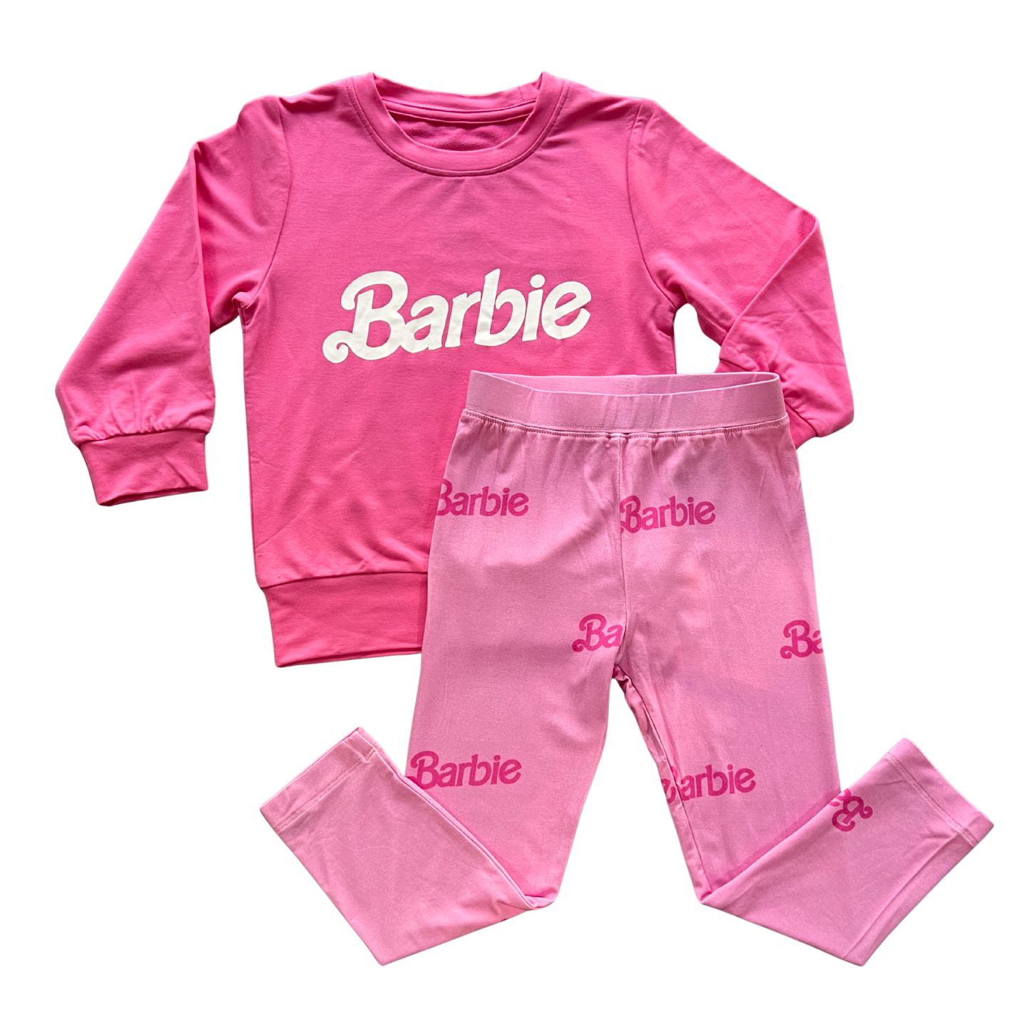 Pretty in Pink Bamboo Crewneck Top and Leggings Set