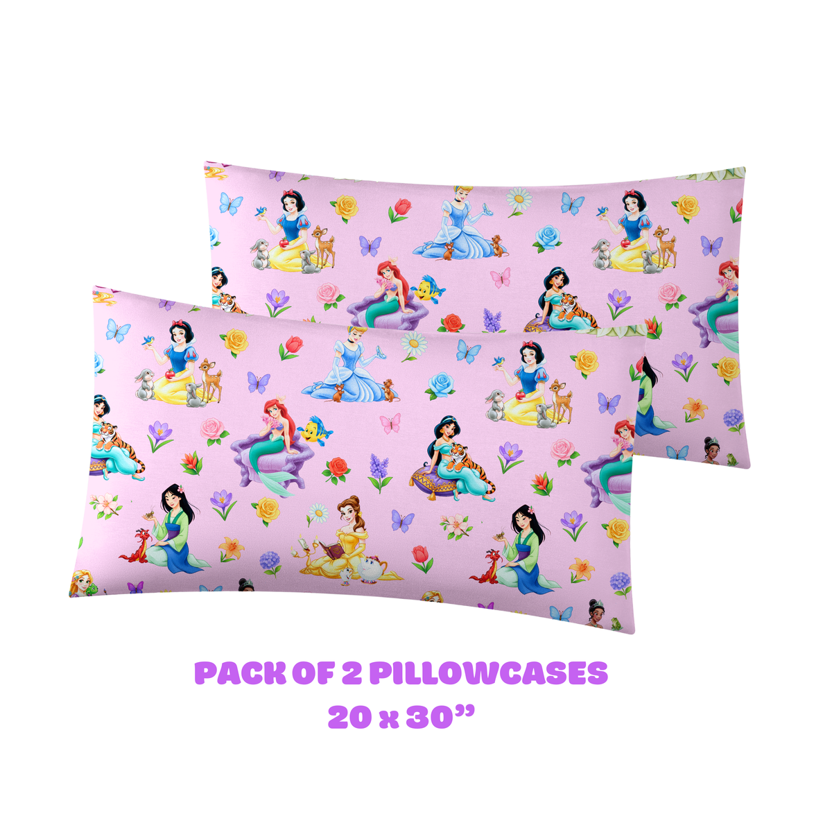 Pink Princess Garden Bamboo Pillowcase 20” x 30” (Set of 2)