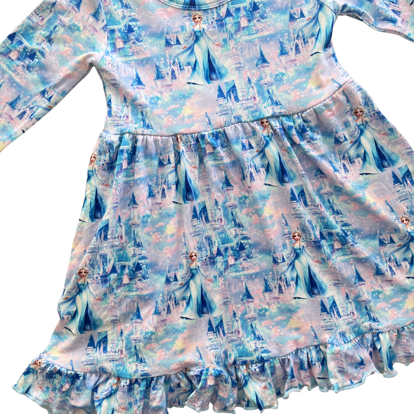 Ice Castle Queen Bamboo Long Sleeve Ruffle Twirl Dress